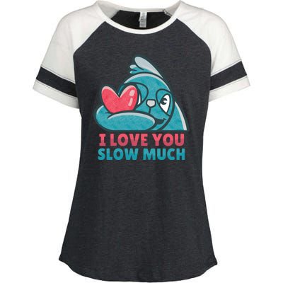 I Love You Slow Much Enza Ladies Jersey Colorblock Tee