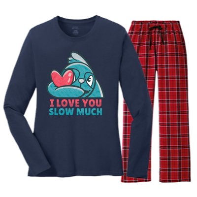 I Love You Slow Much Women's Long Sleeve Flannel Pajama Set 