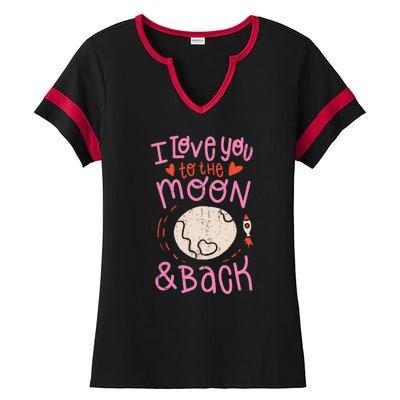 I Love You To The Moon And Back Ladies Halftime Notch Neck Tee