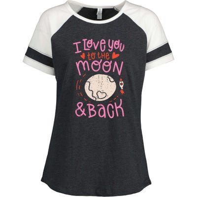 I Love You To The Moon And Back Enza Ladies Jersey Colorblock Tee