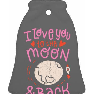 I Love You To The Moon And Back Ceramic Bell Ornament