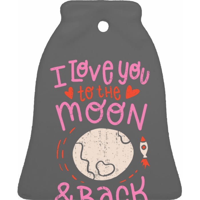 I Love You To The Moon And Back Ceramic Bell Ornament