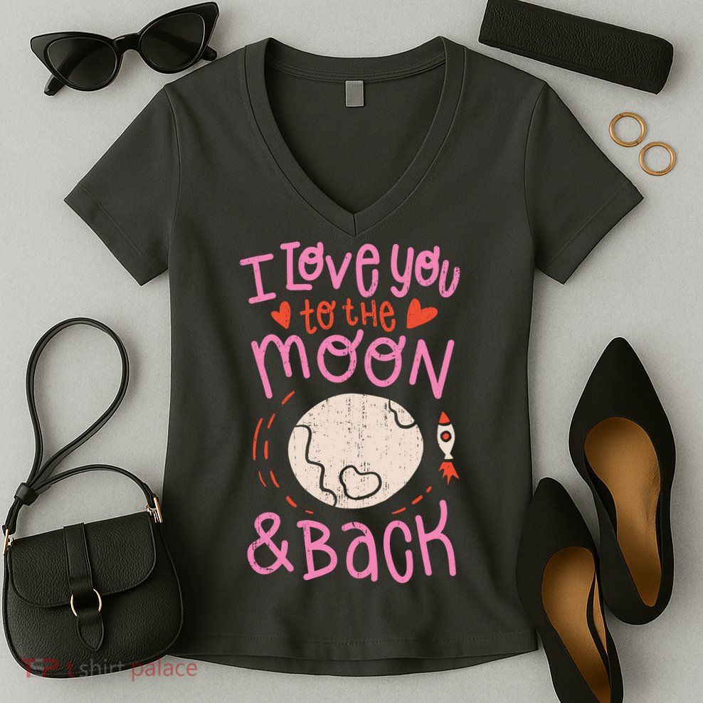 I Love You To The Moon And Back Women's V-Neck T-Shirt