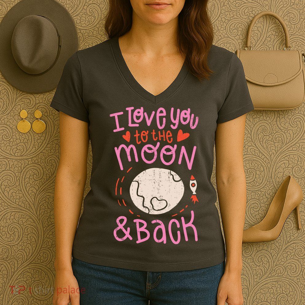 I Love You To The Moon And Back Women's V-Neck T-Shirt