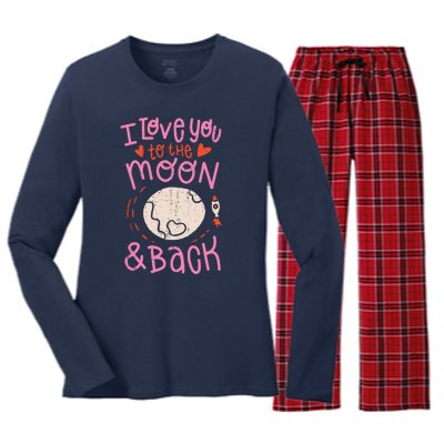 I Love You To The Moon And Back Women's Long Sleeve Flannel Pajama Set 