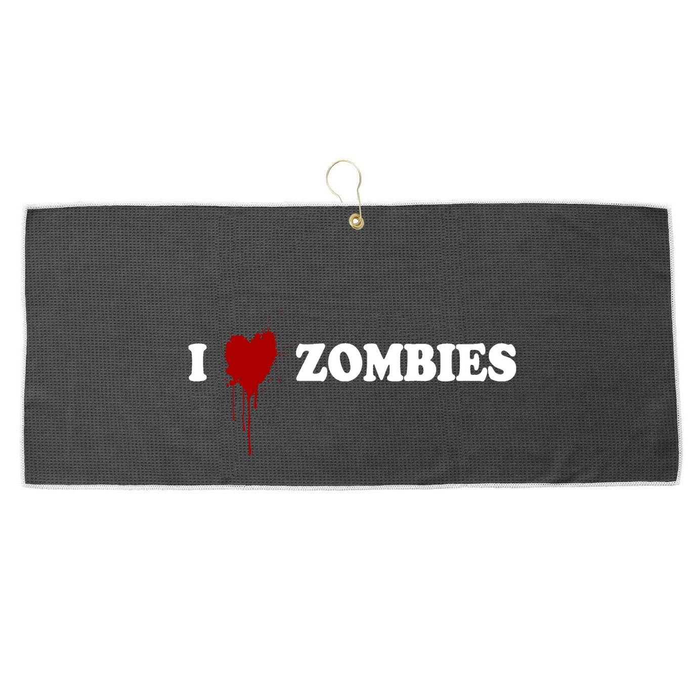 I Love Zombies Large Microfiber Waffle Golf Towel