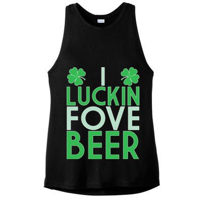 I Luckin Fove Beer Ladies PosiCharge Tri-Blend Wicking Tank