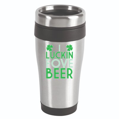 I Luckin Fove Beer 16oz Travel Tumbler