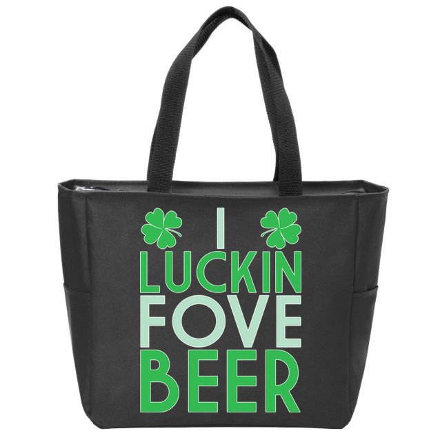 I Luckin Fove Beer Zip Tote Bag