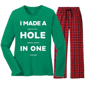 I Made A Hole In One Funny Golf Women's Long Sleeve Flannel Pajama Set 