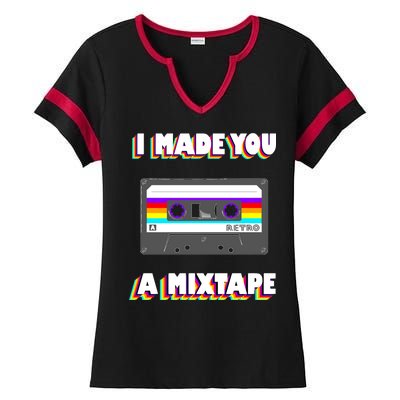 I Made You A Mixtape Retro 1980s Ladies Halftime Notch Neck Tee