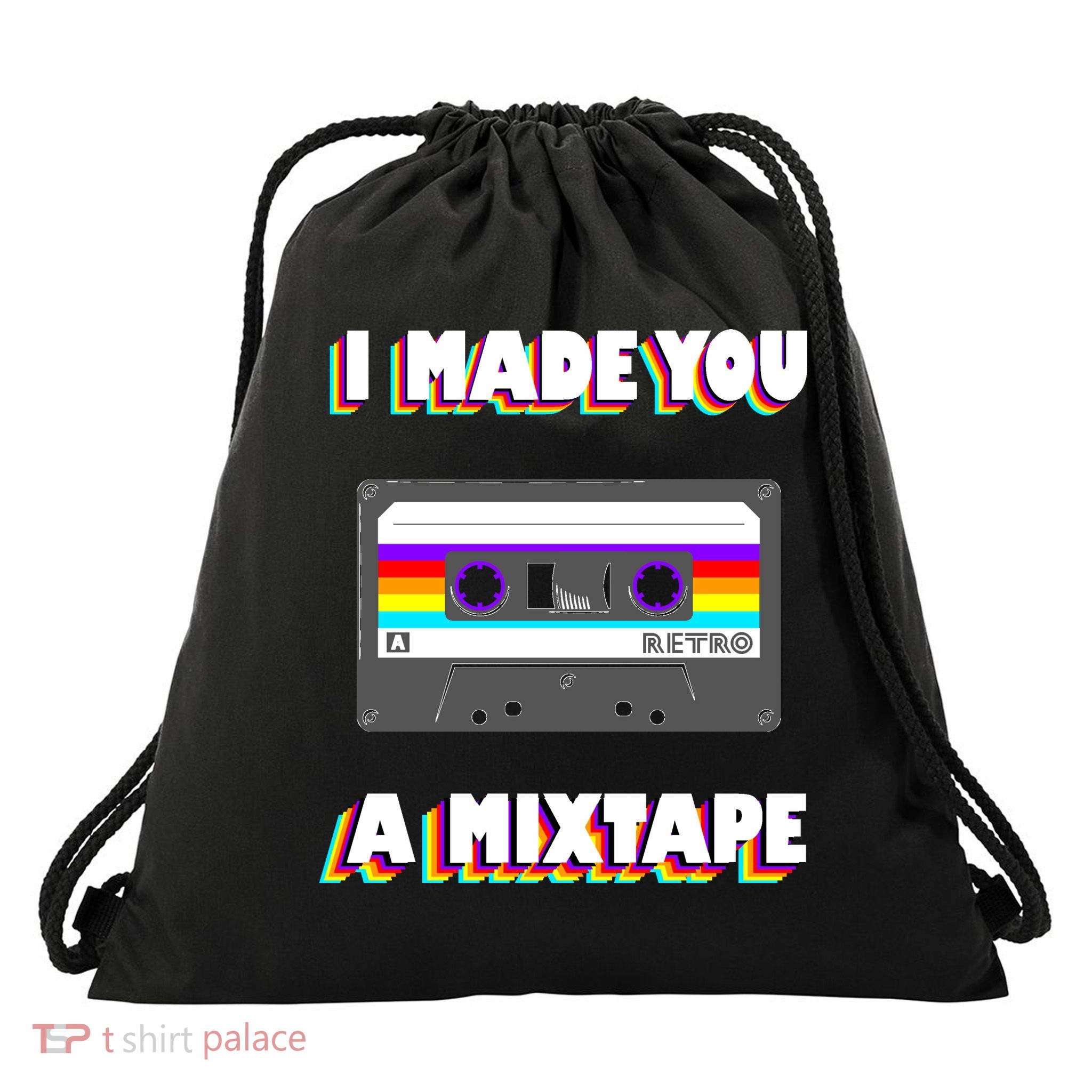 I Made You A Mixtape Retro 1980s Drawstring Bag