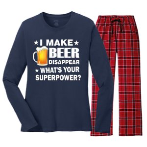 I Make Beer Disappear Funny Women's Long Sleeve Flannel Pajama Set 