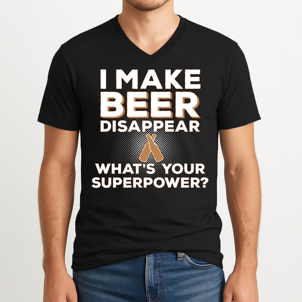 I Make Beer Disappear What's Your Superpower V-Neck T-Shirt