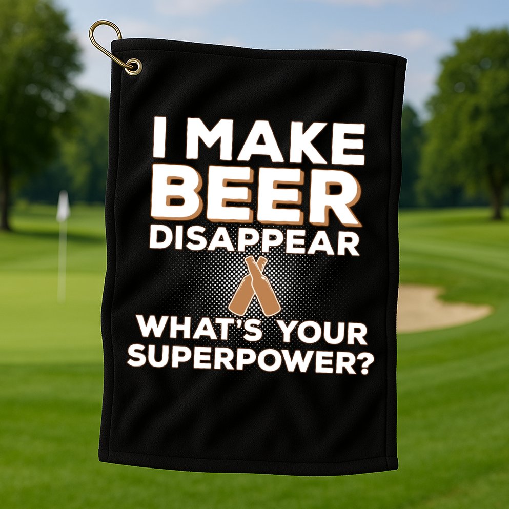 I Make Beer Disappear What's Your Superpower Golf Towel