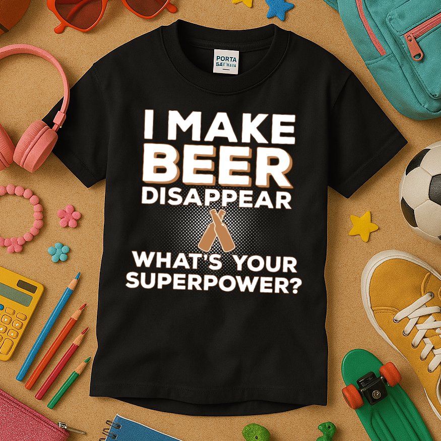 I Make Beer Disappear What's Your Superpower Kids T-Shirt