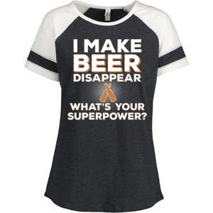 I Make Beer Disappear What's Your Superpower Enza Ladies Jersey Colorblock Tee