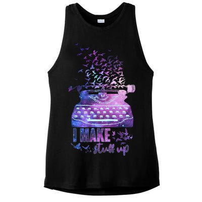 I Make Stuff Up Typewriter Ladies PosiCharge Tri-Blend Wicking Tank