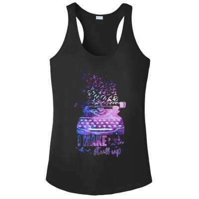 I Make Stuff Up Typewriter Ladies PosiCharge Competitor Racerback Tank