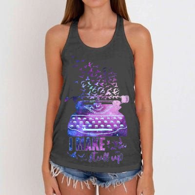 I Make Stuff Up Typewriter Women's Knotted Racerback Tank