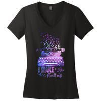 I Make Stuff Up Typewriter Women's V-Neck T-Shirt
