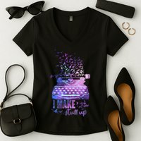 I Make Stuff Up Typewriter Women's V-Neck T-Shirt