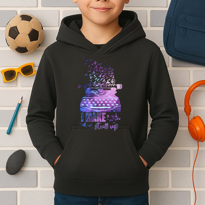 I Make Stuff Up Typewriter Kids Hoodie