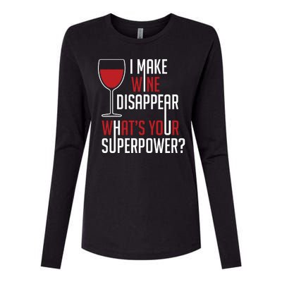 I Make Wine Disappear Funny Wine Lover Womens Cotton Relaxed Long Sleeve T-Shirt