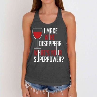 I Make Wine Disappear Funny Wine Lover Women's Knotted Racerback Tank