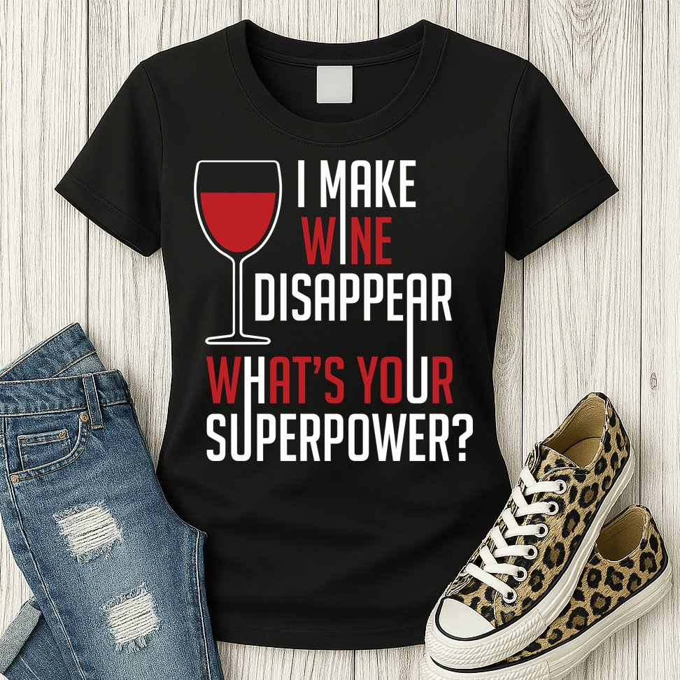 I Make Wine Disappear Funny Wine Lover Womens T-Shirt