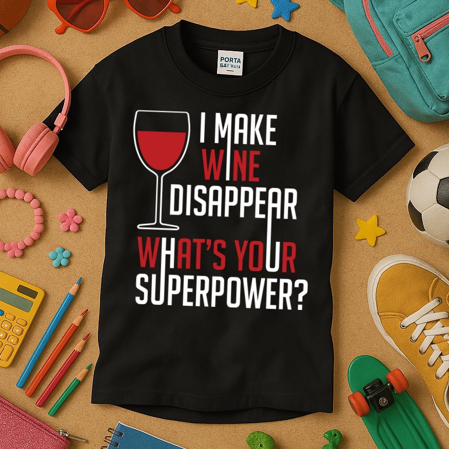 I Make Wine Disappear Funny Wine Lover Kids T-Shirt