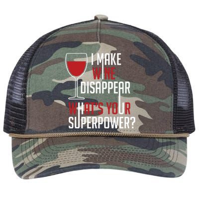 I Make Wine Disappear Funny Wine Lover Retro Rope Trucker Hat Cap