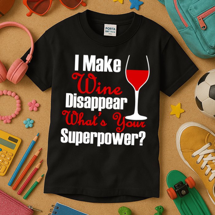 I Make Wine Disappear What's Your Superpower Kids T-Shirt