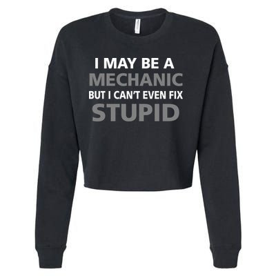 I May Be A Mechanic But I Can't Fix Stupid Cropped Pullover Crew