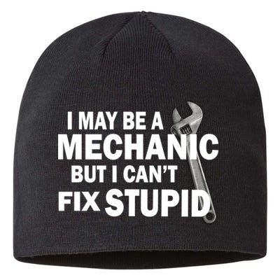 I May Be A Mechanic But I Can't Fix Stupid Funny Sustainable Beanie