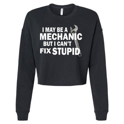 I May Be A Mechanic But I Can't Fix Stupid Funny Cropped Pullover Crew