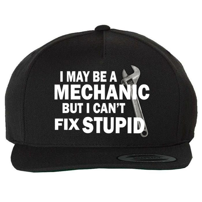 I May Be A Mechanic But I Can't Fix Stupid Funny Wool Snapback Cap