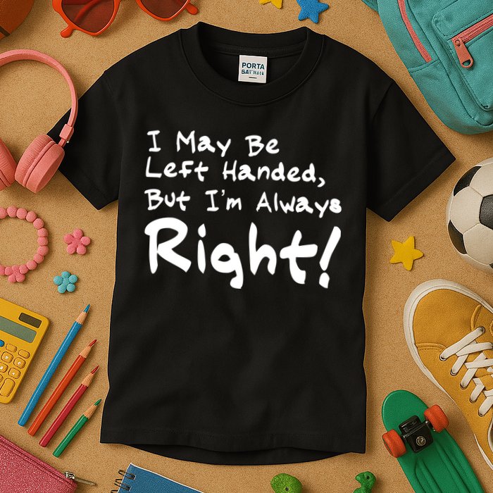 I May Be Left Handed, but I'm Always Right Kids T-Shirt
