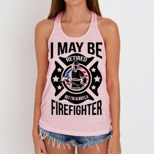 I May Be Retired But I'm A Firefighter Women's Knotted Racerback Tank