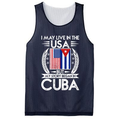 I May Live In The USA But My Story Began In Cuba Mesh Reversible Basketball Jersey Tank