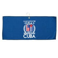 I May Live In The USA But My Story Began In Cuba Large Microfiber Waffle Golf Towel