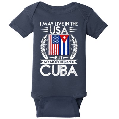 I May Live In The USA But My Story Began In Cuba Baby Bodysuit