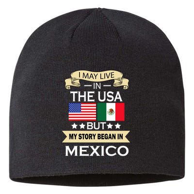 I May Live In The USA But My Story Began In Mexico Sustainable Beanie