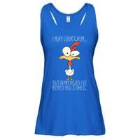 I May Look Calm But In My Head I Pecked You 3 Times Ladies Essential Flowy Tank