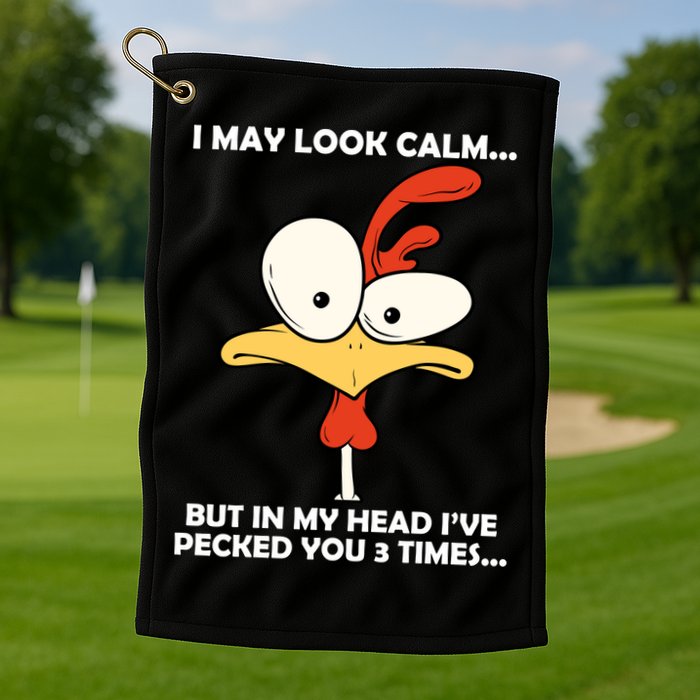 I May Look Calm But In My Head I've Pecked You 3 Times Golf Towel