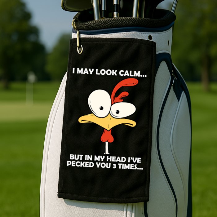 I May Look Calm But In My Head I've Pecked You 3 Times Golf Towel