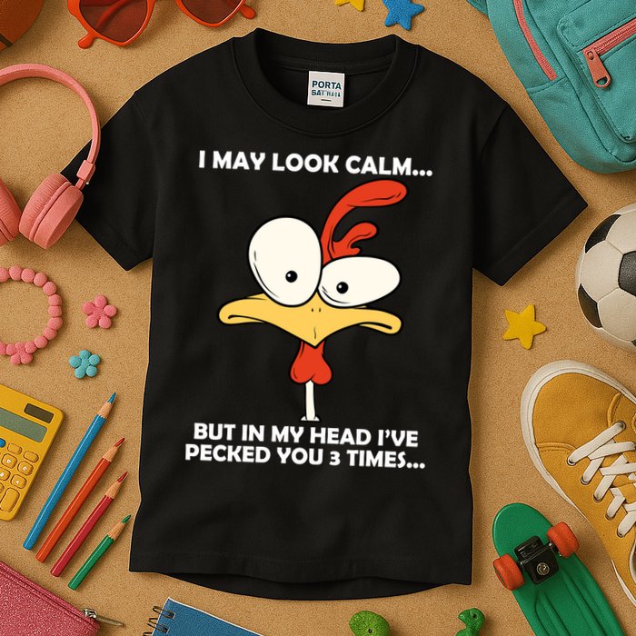 I May Look Calm But In My Head I've Pecked You 3 Times Kids T-Shirt