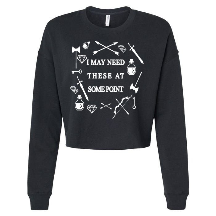 I May Need These At Some Point Swords & Weapons Cropped Pullover Crew