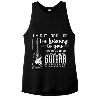 I Might Look Like I'm Listening To You Music Guitar Ladies PosiCharge Tri-Blend Wicking Tank
