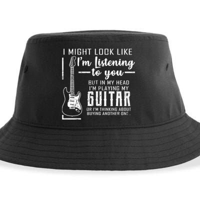 I Might Look Like I'm Listening To You Music Guitar Sustainable Bucket Hat